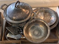 Footed Silverplate Bows, Service Set, Chafing Dish