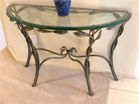 Half Round Metal/ Beveled Glass Entry Hall Table