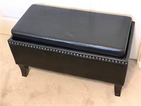 Dark Brown Leatherette Bench Trunk Storage Seat