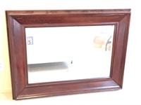 Large Wooden Framed Beveled Wall Mirror