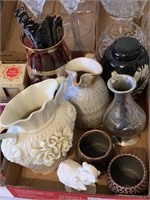 Assorted Ceramic Vases, Figurine