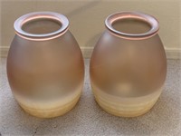 2pc Beige Frosted Glass Vases