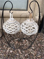 2pc Hanging Bamboo Candle Holder