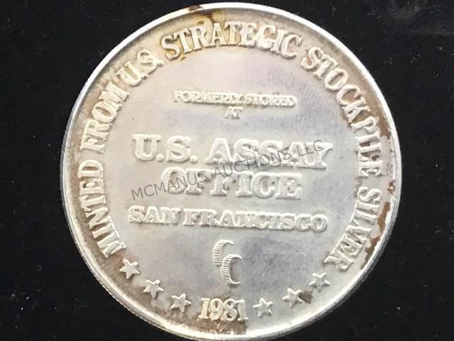 1981 U.S. ASSAY OFFICE 1 OZ. .999 SILVER TOKEN | McManus Auctions