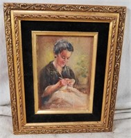Loretta McGovern Woman Crocheting Original Paintin