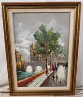 Deviti City Bridge Original Painting Oil on Canvas