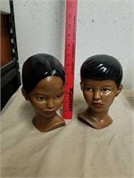 2 decorative ceramic Holland mold statue heads