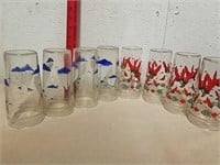 8 glass drinking glasses with sailboats and chili