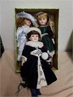 3 collectible porcelain dolls