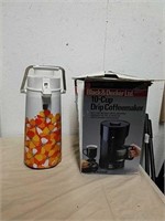 Vintage carafe and Black and Decker 10-cup coffee
