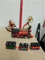 Music box ceramic Santa rocking horse statue with