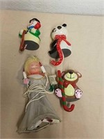 Vintage stocking Hooks and angel tree topper