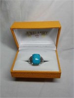 Beautiful Sterling Silver Turquoise CZ Ring