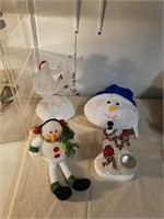 Glass Christmas statues with Snowman shelf sitter