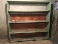 3 wood shelves and contents