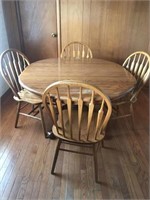 Pedestal wood table & 4 chairs