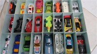 Small Cars w/Hotwheels Case-Matchbox, Hotwheels &