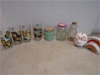 Misc Lot-Steelers Glasses, Vint Jars, Coin Banks