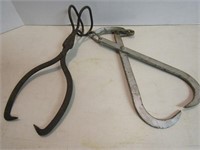 2 Vintage Ice Tongs