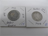 1908 & 1910 Barber Quarters D&P Mint