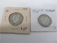1914 & 1915 Barber Quarters