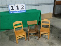 3 CHILDRENS CHAIRS- 2 ARE MAPLE