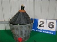 LARGE WINE JUG WITH WICKER BASKET AND SPICKET