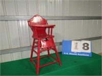 WOOD FOLD UP HIGH CHAIR RED WITH MICKEY