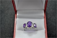 Amethyst diamond anniversary ring