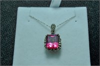 3ct pink topaz necklace