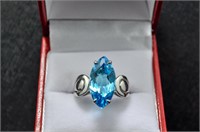 4ct swiss blue topaz marque solitaire ring