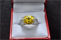 3.88ct yellow sapphire estate ring