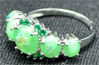 Green opal estate ring