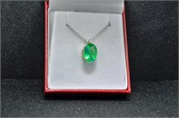 5.96ct green sapphire solitaire necklace