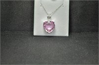 32ct pink sapphire sweet heart necklace