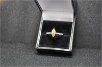 Canary yellow sapphire Marque solitaire ring