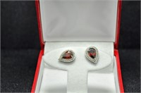 Garnet diamond earrings