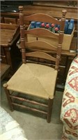 Pine ladder back chair with rush seat, nice