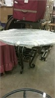 48" round glass top dining table with iron base