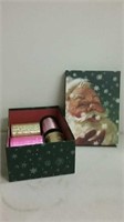 Santa storage box of holiday ribbon
