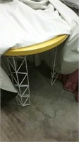 Metal and wood top table with monkey fabric