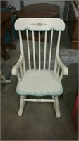 Child's vintage rocker in creme with blue accents