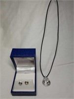 St Silver Aquamarine Earrings & Silver Pendant