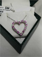 Beautiful Pink Sapphire & CZ Sterling Necklace