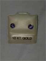 Stunning Tanzanite 10KT Gold Stud Earrings