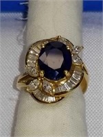 Stunning 18k Gold Diamond Blue Sapphire Ring