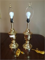 Pair Brass Urn shaped lamps 25"