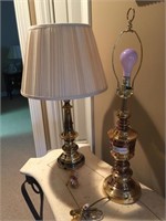 2 Unmatched brass lamps