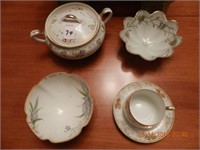 LOT ASSORTED HAND PAINTED CHINA NIPPON