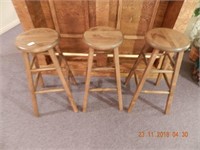 (3) WOODEN BAR STOOLS